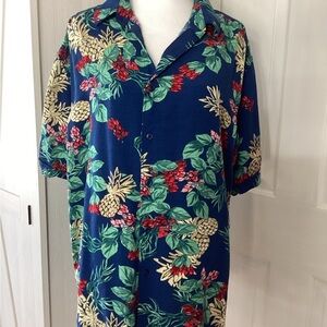 Cubavera Blue and Green Casual Hawaiian Type shirt Sz L